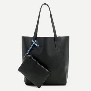 J Crew Black Large Leather Carryall Tote
